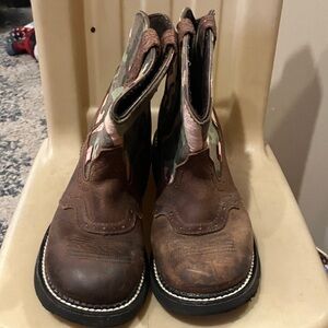 Justin Boots Kids Camo and Brown Boots